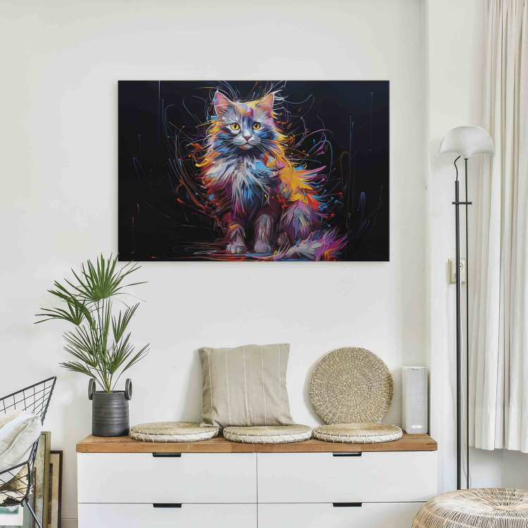Canvas Posing Kitty - Cute Colorful Animal on Black Background 159517 additionalImage 11