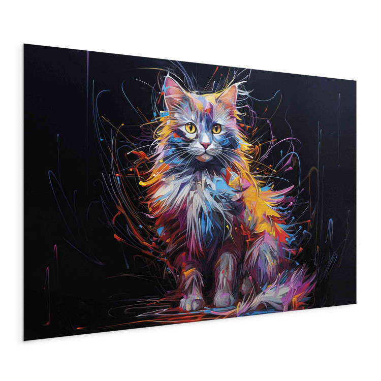 Canvas Posing Kitty - Cute Colorful Animal on Black Background 159517 additionalImage 2