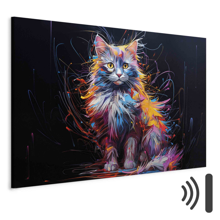 Canvas Posing Kitty - Cute Colorful Animal on Black Background 159517 additionalImage 8