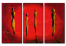 Canvas Print Abstraction with Red (3-piece) - silhouette figures with text 47017