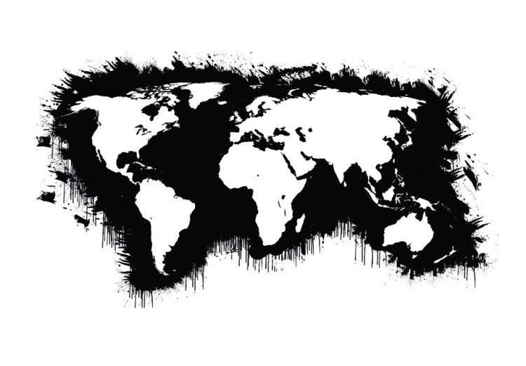 Wall Mural Black and White World - Map with White Continents and Black Oceans 60017 additionalImage 1