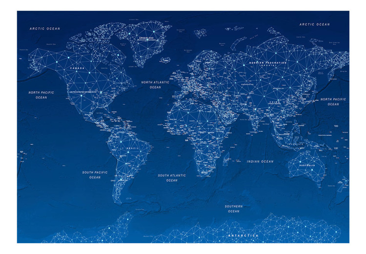 Photo Wallpaper Blue world map - geometric outline with words in English 95017 additionalImage 1