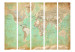 Folding Screen Turquoise World Map - map of continents with retro-style inscriptions 95417 additionalThumb 3