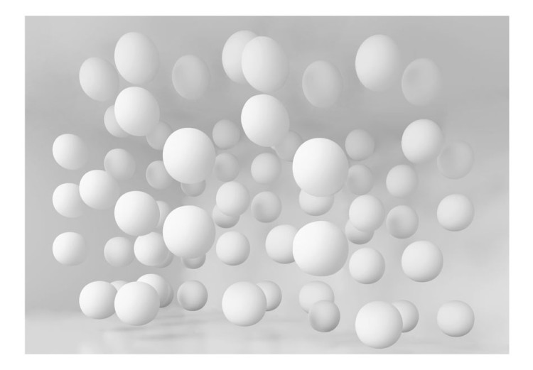 Photo Wallpaper Modern abstraction - white balls floating in 3D space 97617 additionalImage 1