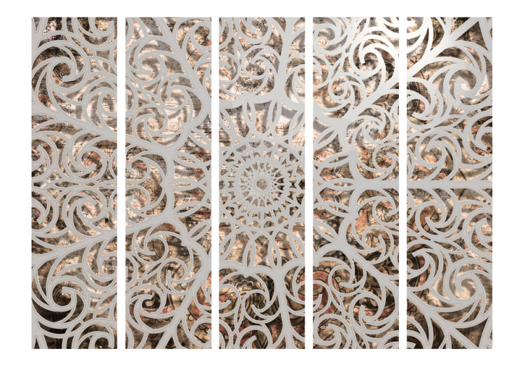 Room Separator Song of the Orient II - creative gray mandala on beige textured background 97917 additionalImage 3