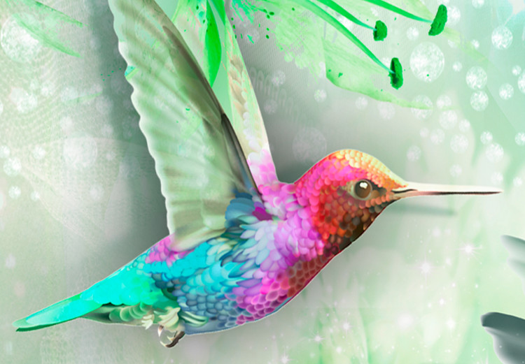 Canvas Colorful Hummingbirds (5-part) Wide Green - Romantic Birds 108027 additionalImage 4