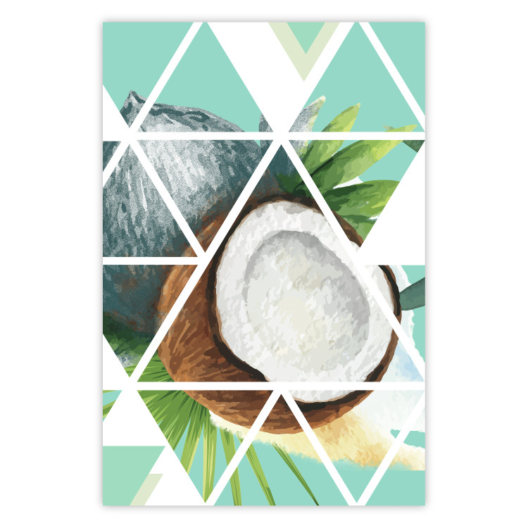 Wall Poster Coconut - abstract geometric composition with a tropical fruit 114327