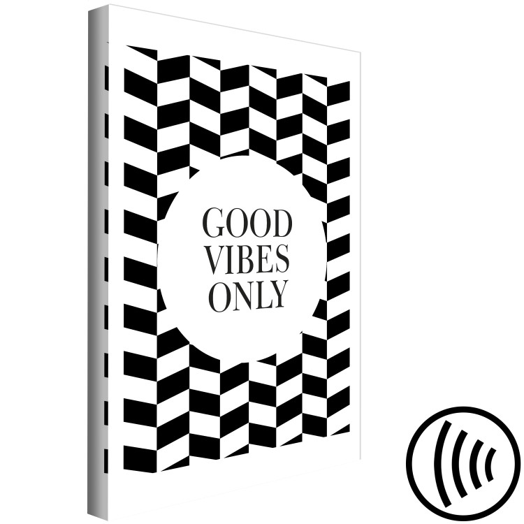 Canvas Art Print Optimist - black and white with an inscription: ''Good vibes only'' 114727 additionalImage 6