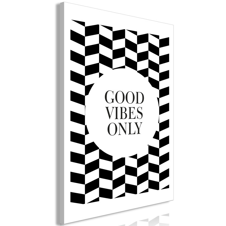 Canvas Art Print Optimist - black and white with an inscription: ''Good vibes only'' 114727 additionalImage 2