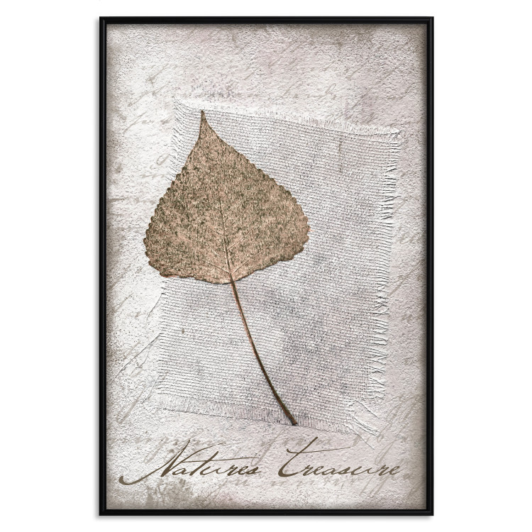Wall Poster Nature's treasures - vintage composition with a beige leaf and texts 115027 additionalImage 18