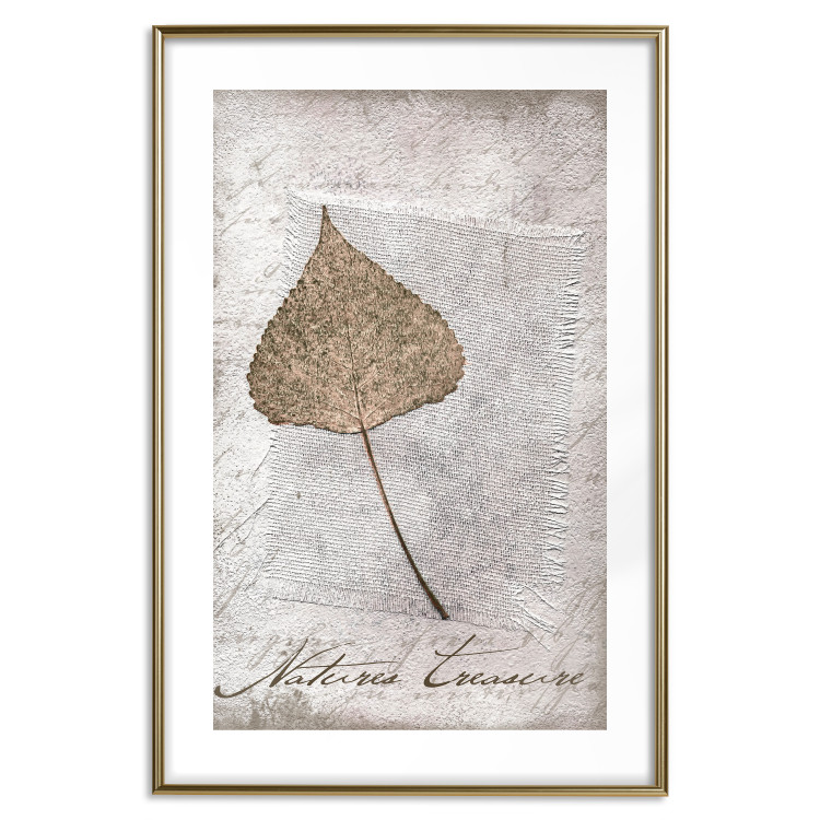 Wall Poster Nature's treasures - vintage composition with a beige leaf and texts 115027 additionalImage 14