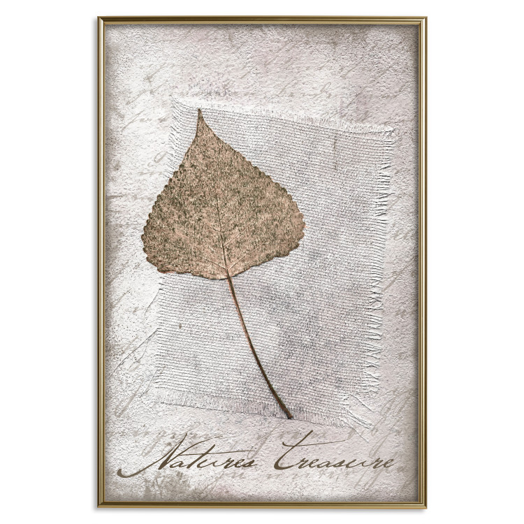 Wall Poster Nature's treasures - vintage composition with a beige leaf and texts 115027 additionalImage 16