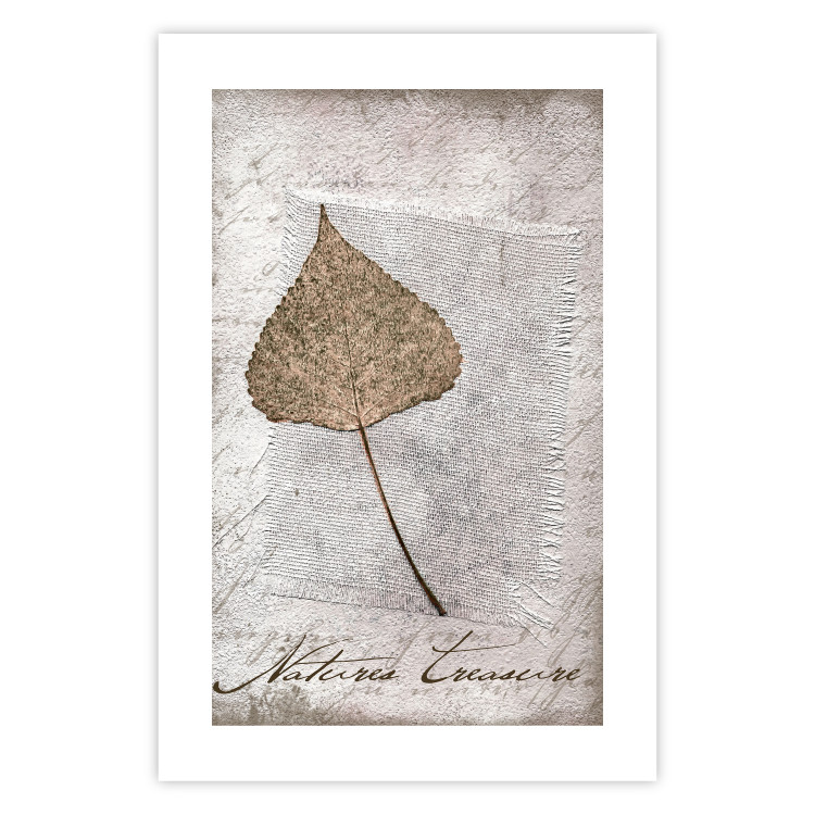 Wall Poster Nature's treasures - vintage composition with a beige leaf and texts 115027 additionalImage 19