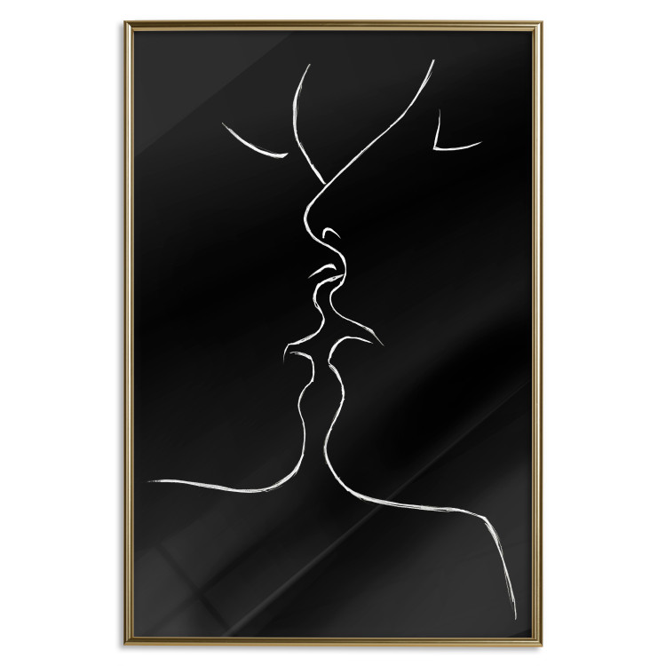 Wall Poster Gentle Kiss - romantic black and white line art with lovers 115227 additionalImage 20