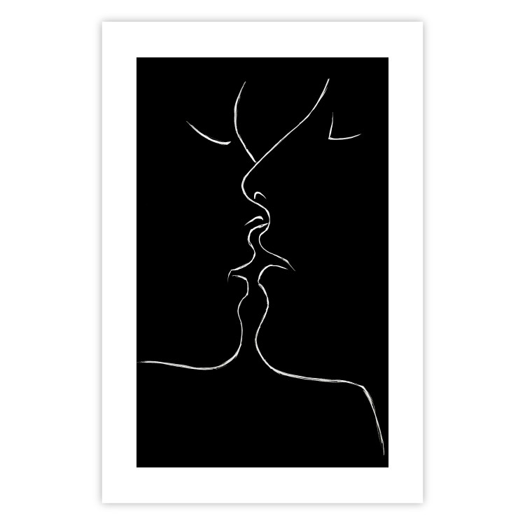 Wall Poster Gentle Kiss - romantic black and white line art with lovers 115227 additionalImage 25