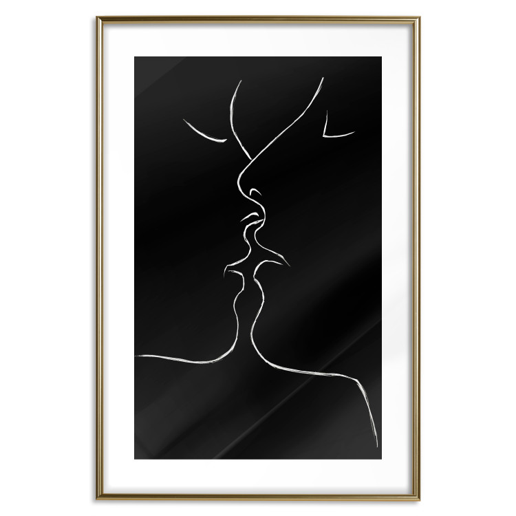 Wall Poster Gentle Kiss - romantic black and white line art with lovers 115227 additionalImage 16