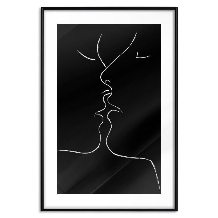 Wall Poster Gentle Kiss - romantic black and white line art with lovers 115227 additionalImage 15