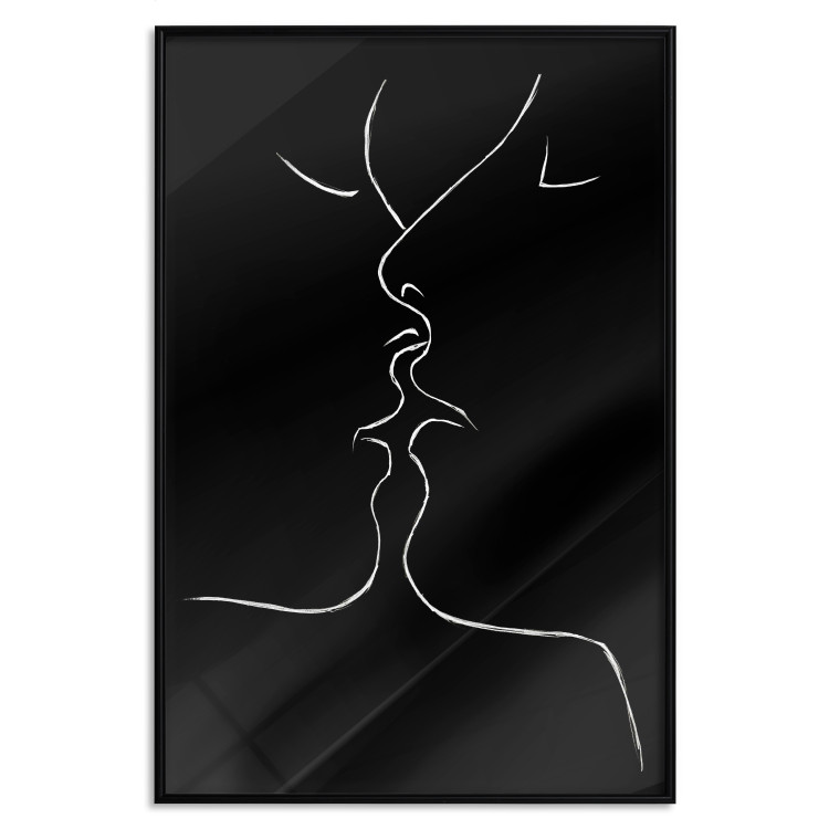 Wall Poster Gentle Kiss - romantic black and white line art with lovers 115227 additionalImage 18