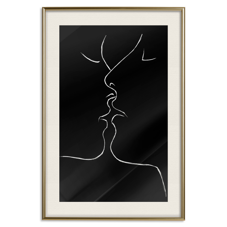 Wall Poster Gentle Kiss - romantic black and white line art with lovers 115227 additionalImage 19