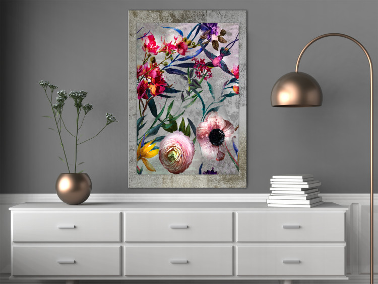Canvas Print Colorful Flora (1-part) - Flowers in Retro Natural Space 115327 additionalImage 3
