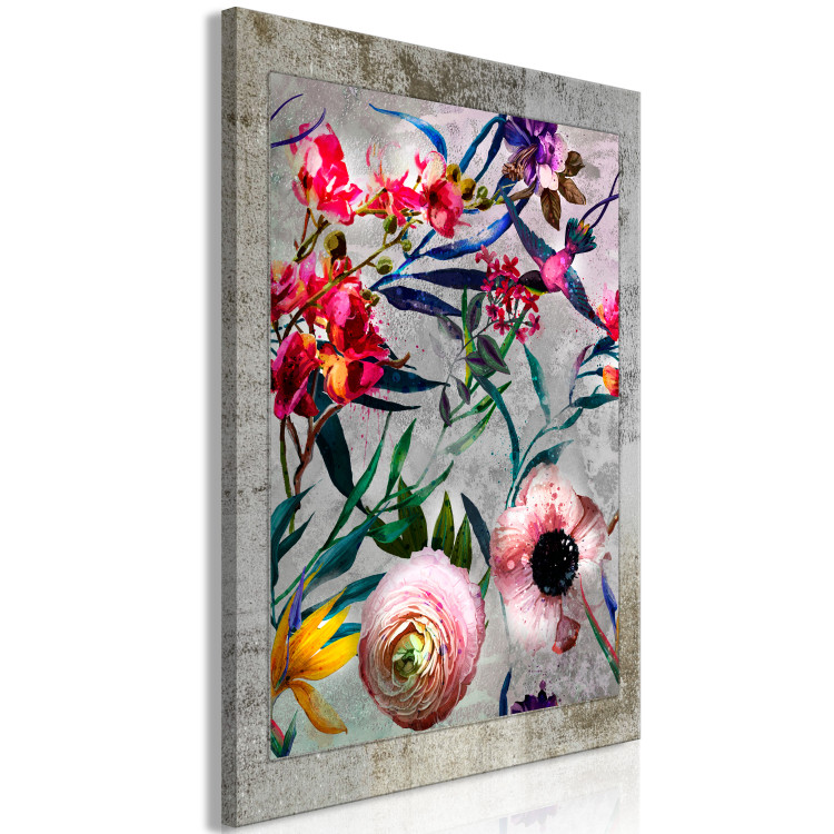 Canvas Print Colorful Flora (1-part) - Flowers in Retro Natural Space 115327 additionalImage 2