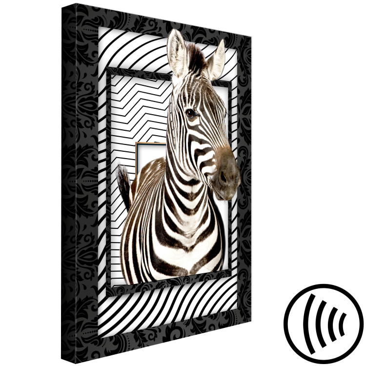 Canvas Art Print Zebra in Stripes (1-part) - Animal in Black and White Pattern 116427 additionalImage 6