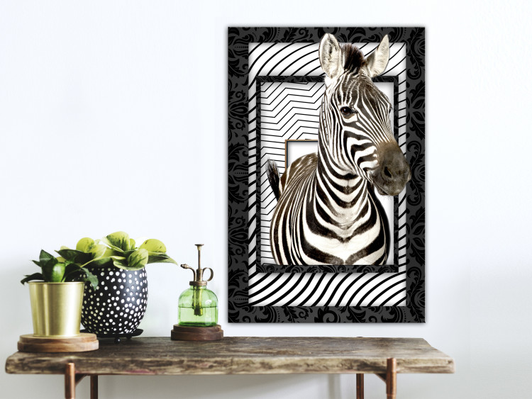 Canvas Art Print Zebra in Stripes (1-part) - Animal in Black and White Pattern 116427 additionalImage 3