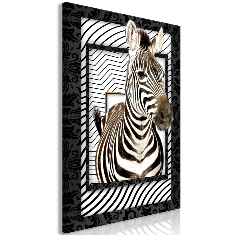 Canvas Art Print Zebra in Stripes (1-part) - Animal in Black and White Pattern 116427 additionalImage 2