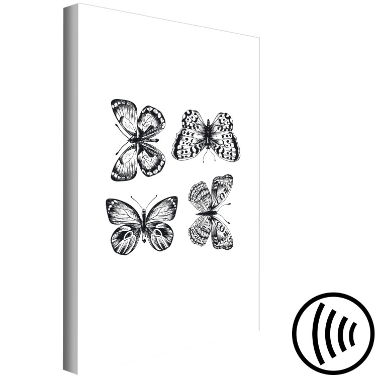Canvas Print Butterfly family - four black and white butterflies in line art style 116927 additionalImage 6