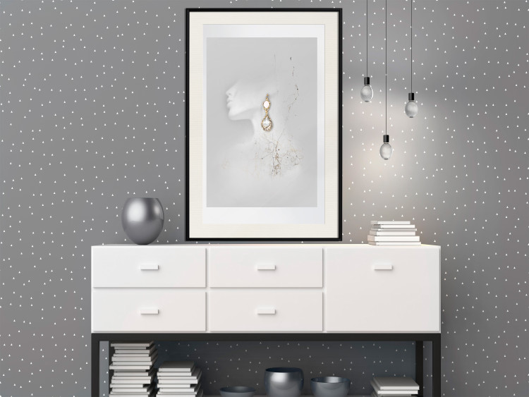 Wall Poster Vintage Gold Earrings - white-gray abstraction with a female figure 117027 additionalImage 22