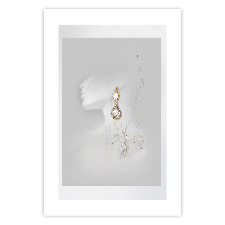 Wall Poster Vintage Gold Earrings - white-gray abstraction with a female figure 117027 additionalImage 25