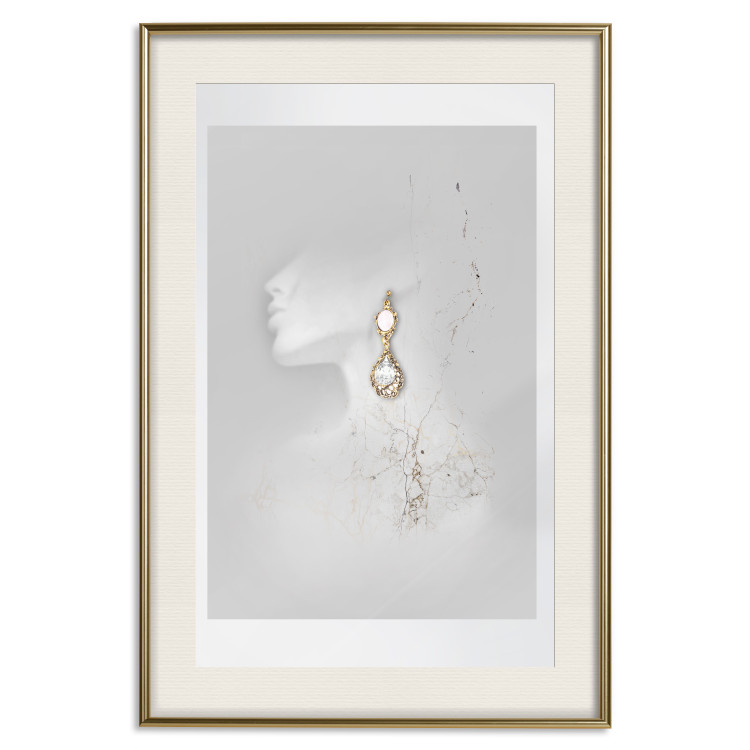 Wall Poster Vintage Gold Earrings - white-gray abstraction with a female figure 117027 additionalImage 19