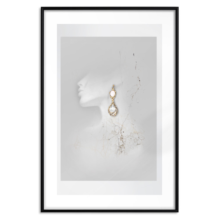 Wall Poster Vintage Gold Earrings - white-gray abstraction with a female figure 117027 additionalImage 15