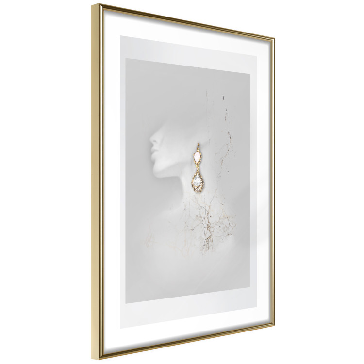 Wall Poster Vintage Gold Earrings - white-gray abstraction with a female figure 117027 additionalImage 6