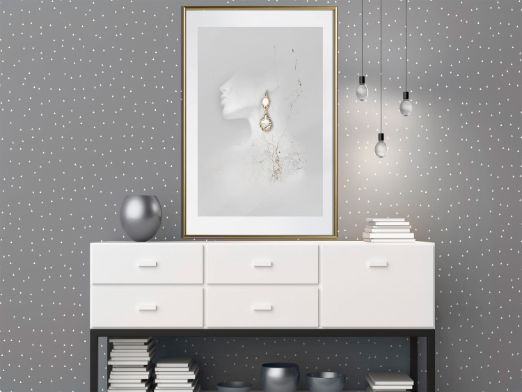 Wall Poster Vintage Gold Earrings - white-gray abstraction with a female figure 117027 additionalImage 5