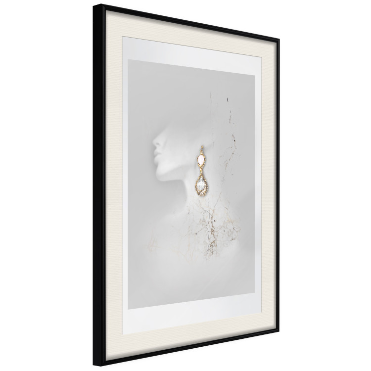 Wall Poster Vintage Gold Earrings - white-gray abstraction with a female figure 117027 additionalImage 3