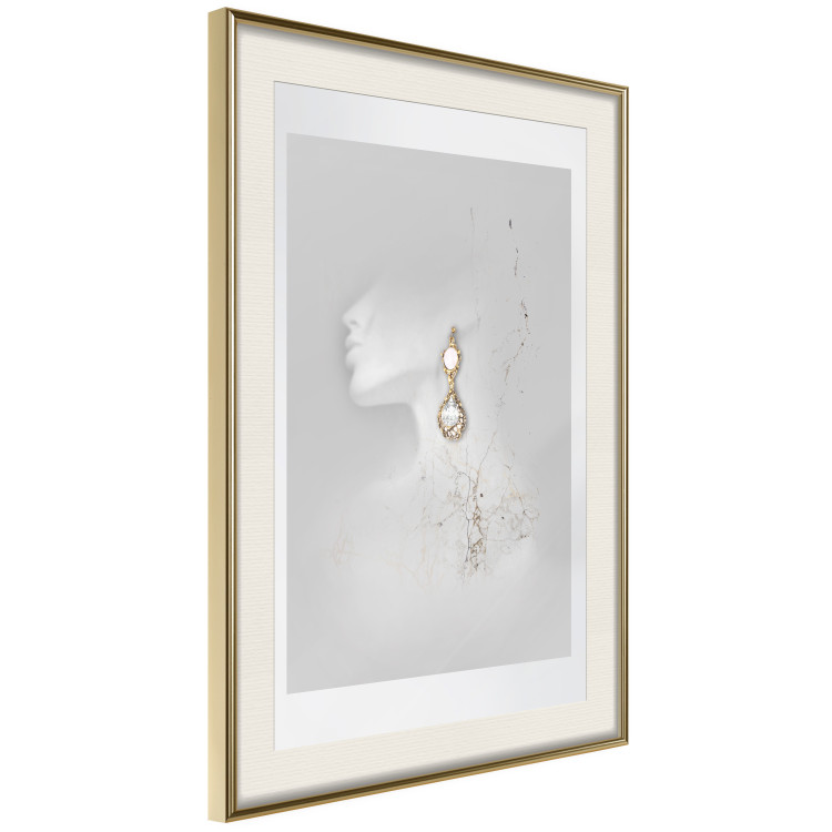 Wall Poster Vintage Gold Earrings - white-gray abstraction with a female figure 117027 additionalImage 2