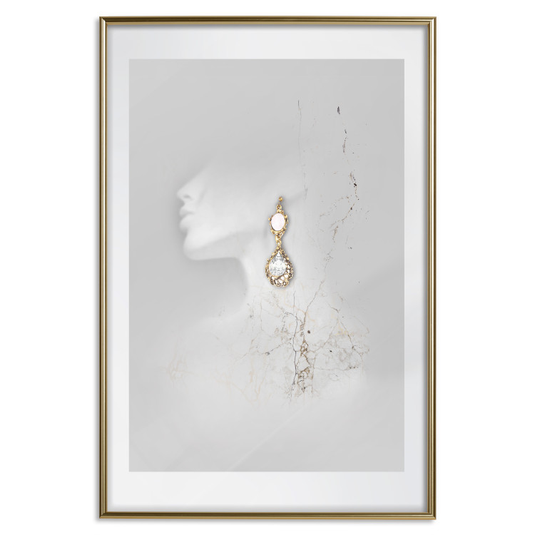 Wall Poster Vintage Gold Earrings - white-gray abstraction with a female figure 117027 additionalImage 20
