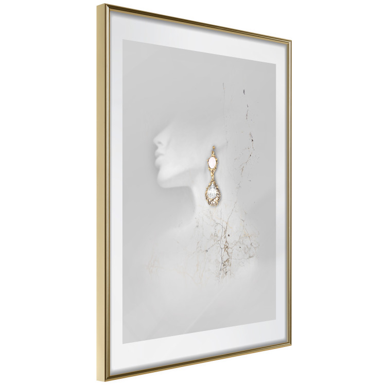 Wall Poster Vintage Gold Earrings - white-gray abstraction with a female figure 117027 additionalImage 12