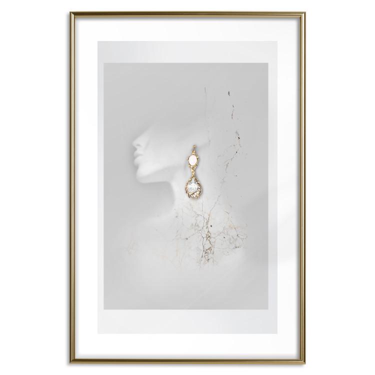 Wall Poster Vintage Gold Earrings - white-gray abstraction with a female figure 117027 additionalImage 16