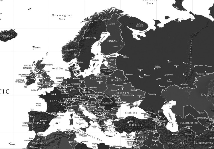 Poster Monochromatic Map - black and white world map with English text 117227 additionalImage 9