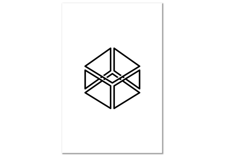 Canvas Geometric cube - minimalistic black pattern on a white background 117927