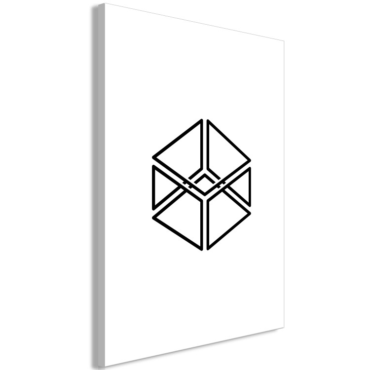 Canvas Geometric cube - minimalistic black pattern on a white background 117927 additionalImage 2
