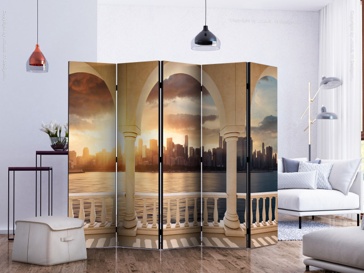 Folding Screen Dream of New York II - skyscraper architecture against the sunset 123327 additionalImage 2