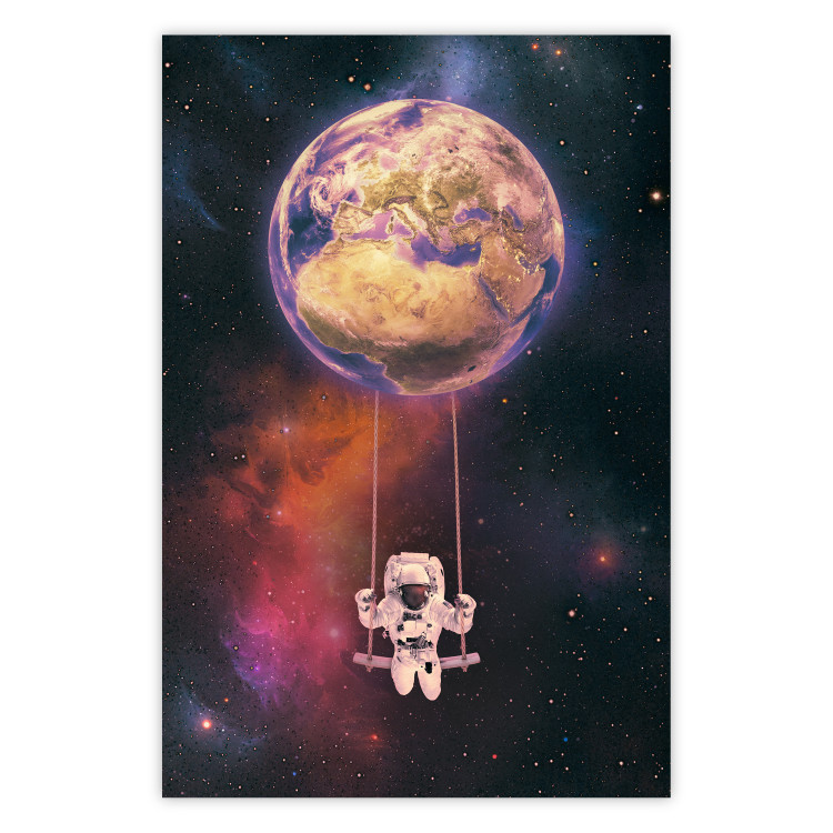 Poster Cosmic Swing - abstraction of swinging astronaut on Earth 123527