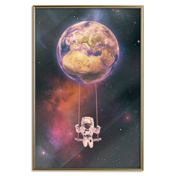 Poster Cosmic Swing - abstraction of swinging astronaut on Earth 123527 additionalImage 16