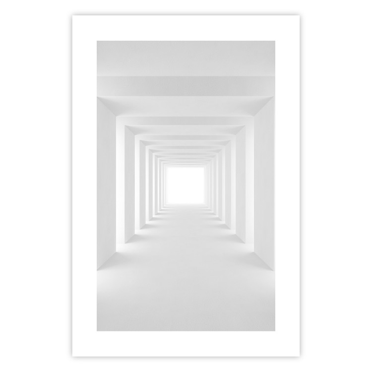 Poster Tunnel of Shadows - gray and geometric space with imitation of 3D effect 123827 additionalImage 19