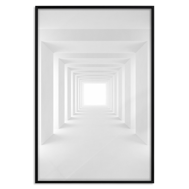 Poster Tunnel of Shadows - gray and geometric space with imitation of 3D effect 123827 additionalImage 18