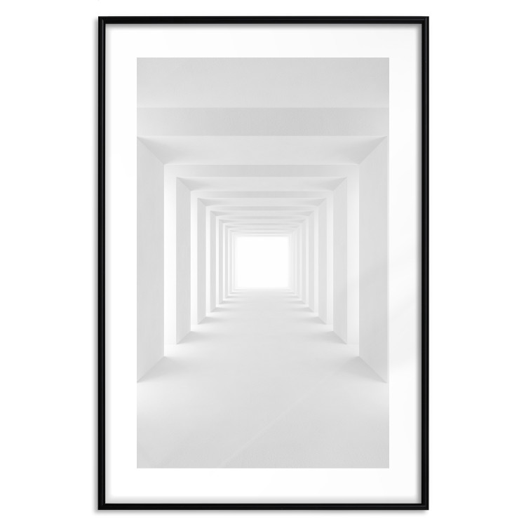 Poster Tunnel of Shadows - gray and geometric space with imitation of 3D effect 123827 additionalImage 15