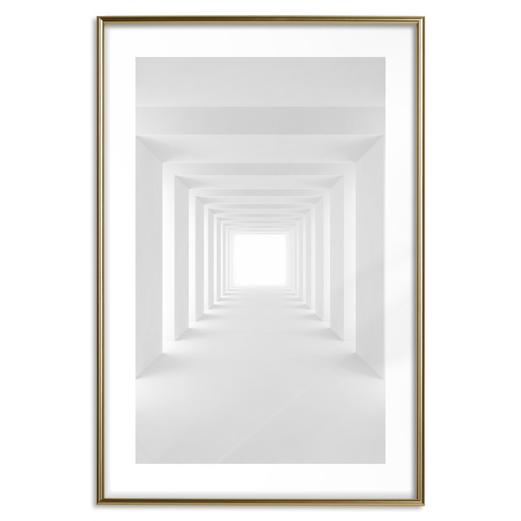 Poster Tunnel of Shadows - gray and geometric space with imitation of 3D effect 123827 additionalImage 14